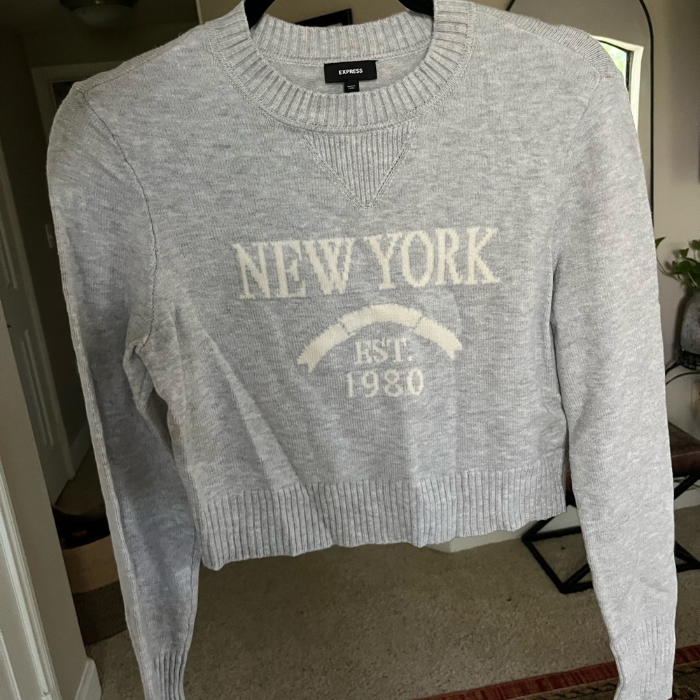 Express Light Gray New York Sweater